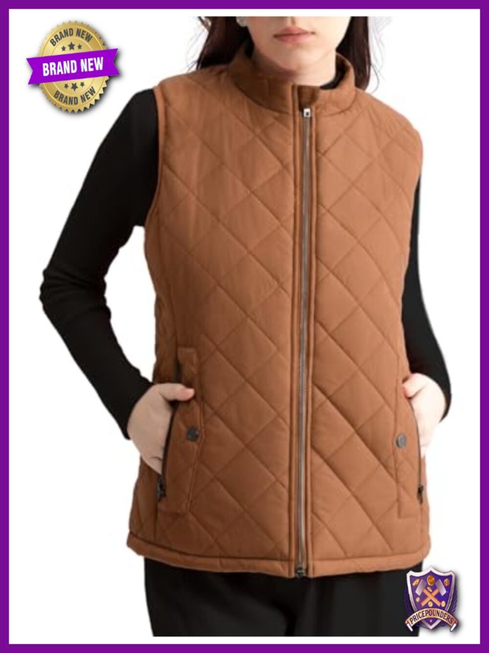 Women's Quilted Puffer Vest Water-Resistant Zip Pockets Sleeveless